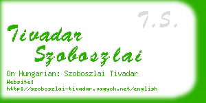 tivadar szoboszlai business card